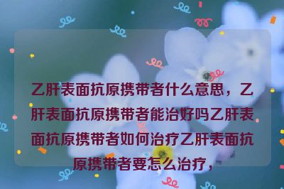 乙肝表面抗原携带者什么意思，乙肝表面抗原携带者能治好吗乙肝表面抗原携带者如何治疗乙肝表面抗原携带者要怎么治疗，