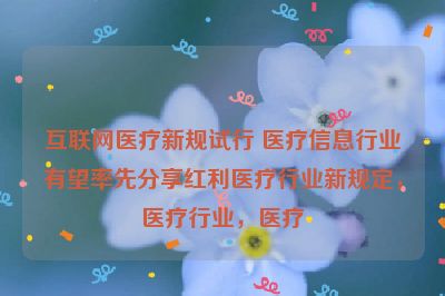 互联网医疗新规试行 医疗信息行业有望率先分享红利医疗行业新规定，医疗行业，医疗